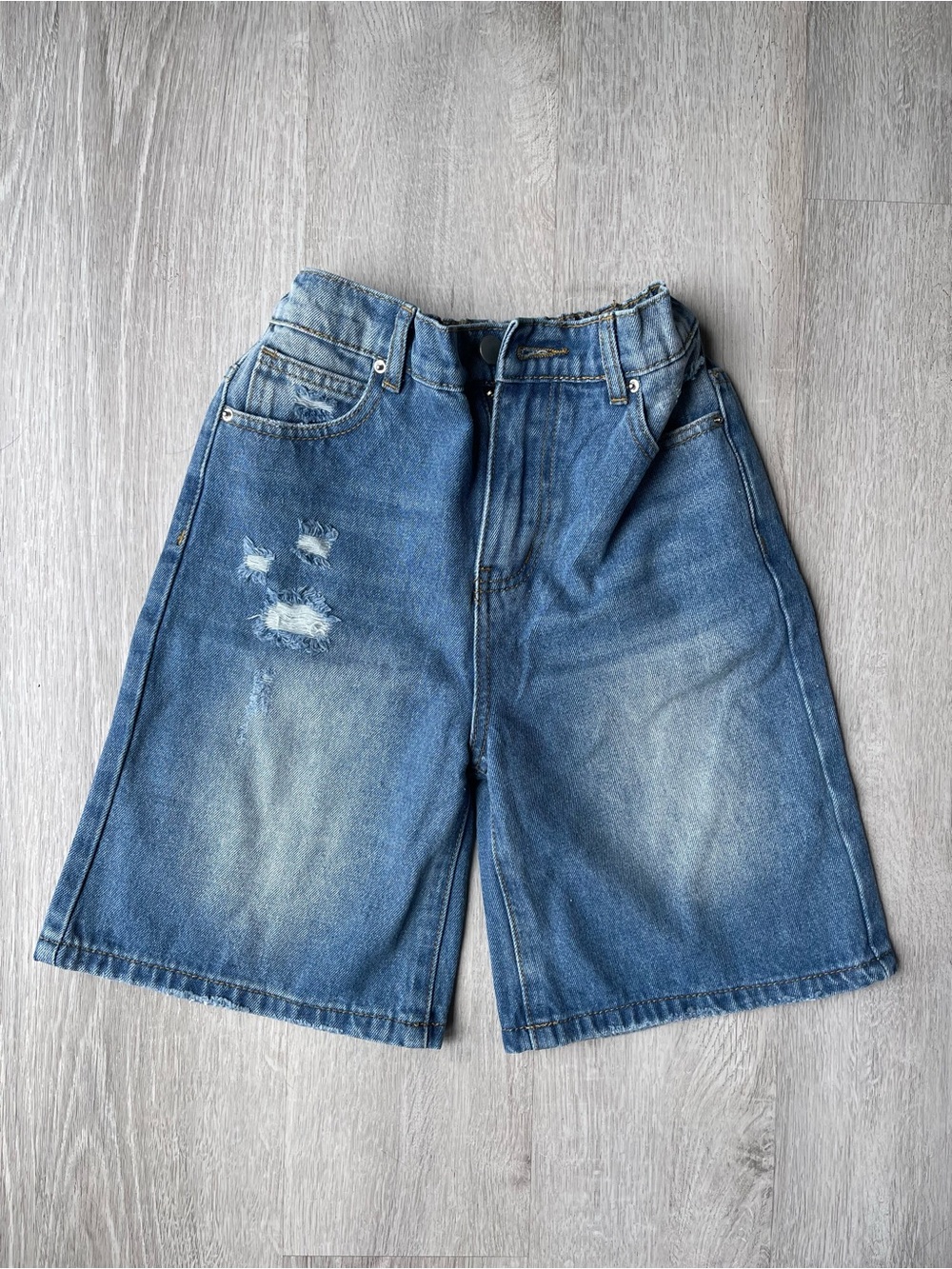 Kids Blue Denim Ripped Shorts